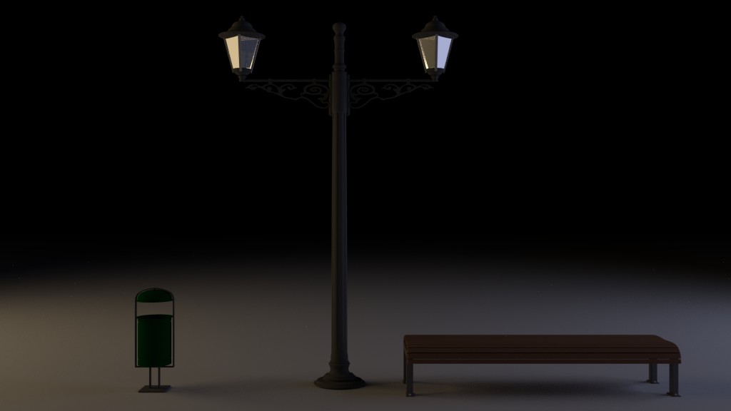 3 Three High Poly Models  Latern  Bin and Bank  preview image 1